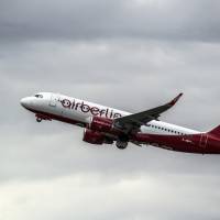 An Airbus of Air Berlin takes off in Duesseldorf, Germany, Tuesday. Struggling German carrier Air Berlin says it’s filing for bankruptcy after its main shareholder, Abu Dhabi-based Etihad, said it would make no more financing available. The Economy Ministry and Transport Ministry said Tuesday in a statement that the airline would get a loan of €150 million ($177 million) so that it can continue flights for the time being. Lufthansa seen circling as Air Berlin files for protection after Etihad pulls support