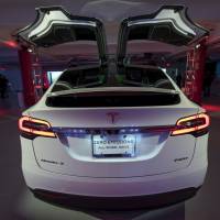 A Tesla Model X stands on display at the company’s showroom in San Francisco. Japan’s Tanaka Chemical, which has a long history in developing battery materials, is riding on Tesla’s drive to make electric vehicles ubiquitous. Elon Musk's battery demand boom lifts Japan's Tanaka Chemical