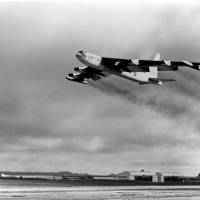 A U.S. Air Force B-52 bomber takes off from Guam for a strike against the Viet Cong in Vietnam, 2,200 miles away, during the Vietnam War in 1965. The small U.S. territory of Guam has become a focal point after North Korea\'s army threatened to use ballistic missiles to create an \"enveloping fire\" around the island. The exclamation came after President Donald Trump warned Pyongyang of \"fire and fury like the world has never seen\" on Tuesday. | U.S. AIR FORCE / VIA AP, FILE