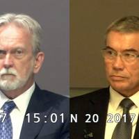 These undated still photos from trial deposition video, accepted as evidence in court and provided by the American Civil Liberties Union, shows psychologists James Mitchell (left) and John Jessen, defendants in a landmark lawsuit that the ACLU filed against the creators of the CIA’s harsh interrogation program used in the war on terror. A settlement was reached Thursday. Terms of the deal were not disclosed. Legal deal against psychologists over harsh CIA interrogations marks milestone but avoids criminal charges