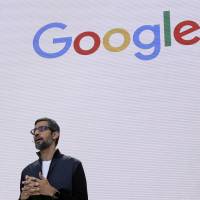 Google CEO Sundar Pichai delivers the keynote address for the Google I/O conference in Mountain View, California, on May 17. | AP