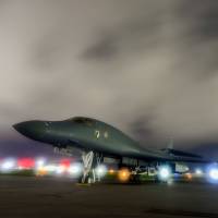 A U.S. Air Force B-1B bomber sits on the tarmac at Anderson Air Force Base on Guam last month. | U.S. AIR FORCE / VIA REUTERS