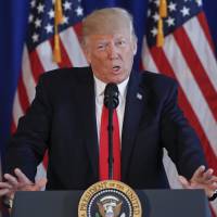 President Donald Trump speaks about the ongoing situation in Charlottesville, Virginia, on Saturday at Trump National Golf Club in Bedminster, New Jersey. Charlottesville violence tests Trump's presidential mettle