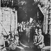 American soldiers on Corregidor, Philippine Islands, surrender to Japanese troops in May 1942. Corregidor stands as silent sentinel of Philippine history