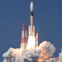 An H-IIA rocket carrying the Michibiki No. 3 satellite lifts off from Tanegashima Space Center in Kagoshima Prefecture on Saturday. Japan launches third satellite in home-grown GPS system