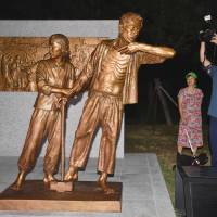 A new statue symbolizing Korean victims of Japanese forced labor during World War II is installed in a park in Incheon on Saturday. Korean statue symbolizing wartime forced labor victims erected in Seoul