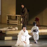 No luck: Cio-Cio San makes a sad choice for her child during a performance of “Madama Butterfly” that was staged for high school students last month. Giving Cio-Cio San a better ending