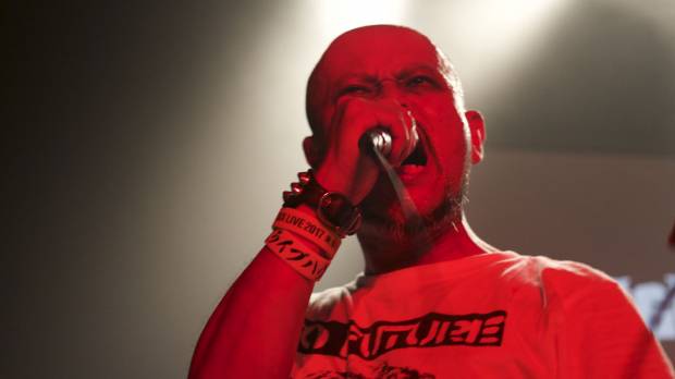 Politics and punk: Shinji “Guy” Okoda performs at To Future, an annual hardcore and punk concert that commemorates the Aug. 6, 1945, atomic bombing of Hiroshima. Nuclear issues aren't a problem for Hiroshima's punk acts — politics are