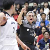 Japan coach Julio Lamas, seen in a recent file photo, guided his team to a 92-59 win over Hong Kong in a Group D match at the FIBA Asia Cup on Saturday in Beirut. | KYODO