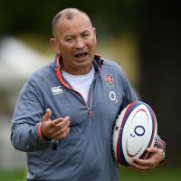 England rugby head coach Eddie Jones takes a training session in London on Monday. Jones wants England to go native at 2019 Rugby World Cup