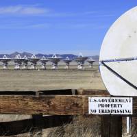 Radio antennas that make up the Very Large Array astronomical observatory are positioned in the background on the Plains of San Augustin west of Socorro, New Mexico, in February. Astronomers begin project to capture most detailed view of space using Very Large Array radio telescope