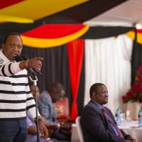 Kenya’s President Uhuru Kenyatta addresses governors and county assembly members at the State House in Nairobi on Saturday. Kenya's President Uhuru Kenyatta refuses to replace poll commission after Supreme Court nullifies his re-election