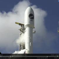 In this photo taken from video provided by SpaceX, an unmanned Falcon rocket blasts off from Florida’s Kennedy Space Center on Thursday. SpaceX Falcon rocket launches supersecret U.S. Air Force's mini-shuttle