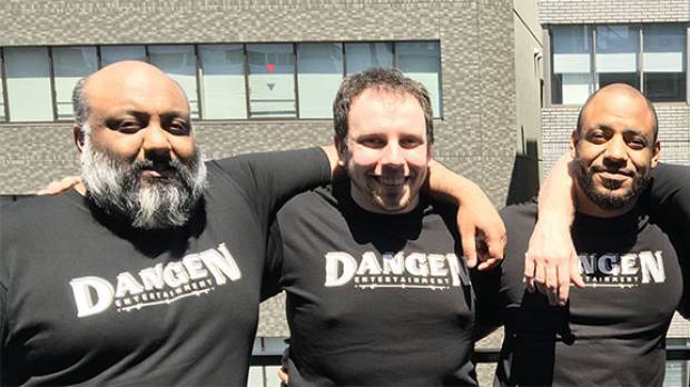 Men in black: The team at Dangen Entertainment includes (from left to right) Nayan Ramachandran, Chad Porter, John Davis, Ben Judd, Dan Stern and Dan Luffey. Dangen Entertainment hopes to help overseas developers find their way in Japan's gaming world