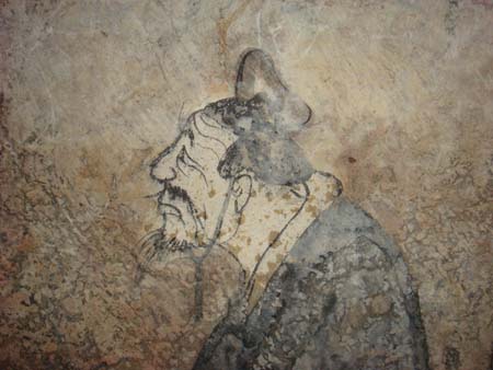 A fresco of Confucius that was found in a tomb in Shandong Province. The prosaic state of ancient Confucianism