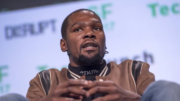 Kevin Durant speaks during an event in San Francisco on Tuesday. Durant sorry for 'idiotic' Twitter shot at Thunder