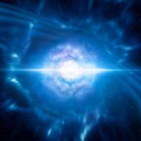This handout image obtained from the European Southern Observatory on Monday is an artist’s impression showing two tiny but very dense neutron stars at the point at which they merge and explode as a kilonova. Scientists have for the first time witnessed the smashup of two ultra-dense neutron stars, cataclysmic events now known to have generated at least half the gold in the Universe, excited research teams announced Monday. Smashing breakthrough: Astronomers hail spectacular kilanova that sheds light on cosmic forces