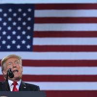 President Donald Trump speaks about taxes Wednesday in Middletown, Pennsylvania. Trump's tax plans provoke friction with IMF after study advocates social cohesion and less inequality