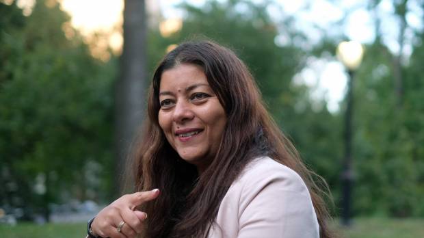 French journalist Sandra Muller, shown giving an interview in New York on Oct. 16, created the hashtag #BalanceTonPorc for women to exposed men who have sexually harassed or threatened them. #ExposeYourPig: French women name and shame harassers