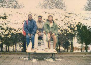 Sacko (center) experiences snow for the first time in his life.