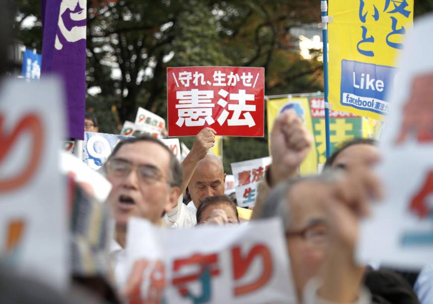 Tens of thousands rally in Tokyo against Abeâ€™s push to rewrite Article 9