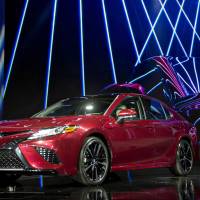 A 2018 Toyota Camry XSE is displayed in January at the 2017 North American International Auto Show in Detroit. Cars.com says the Camry is the most “made in the U.S.” car. Japan and the U.S. don't have a trade problem