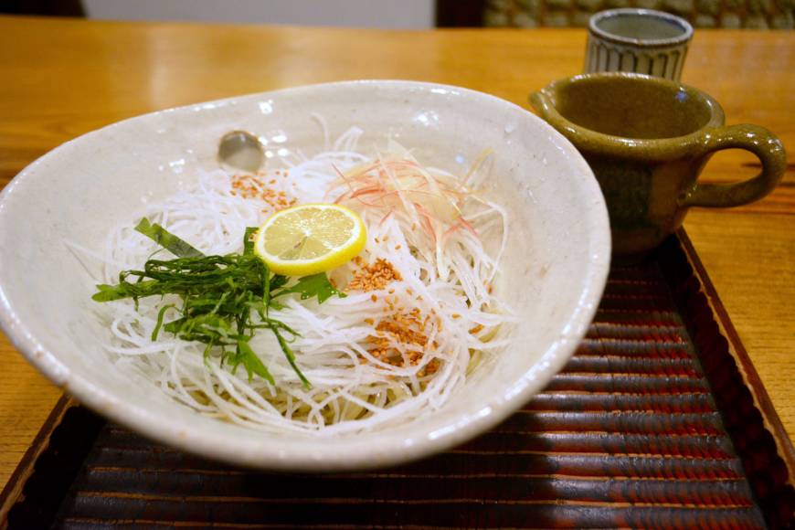 Imose Standout dish: The suzushiro soba at Imose comprises buckwheat noodles with strips of thin Chinese radish, ginger, perilla and sesame seeds. | J.J. O'DONOGHUE