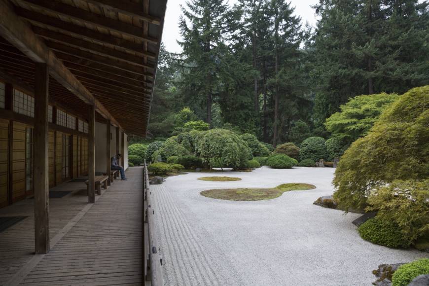 The flat garden at the Portland Japanese Garden in Oregon.