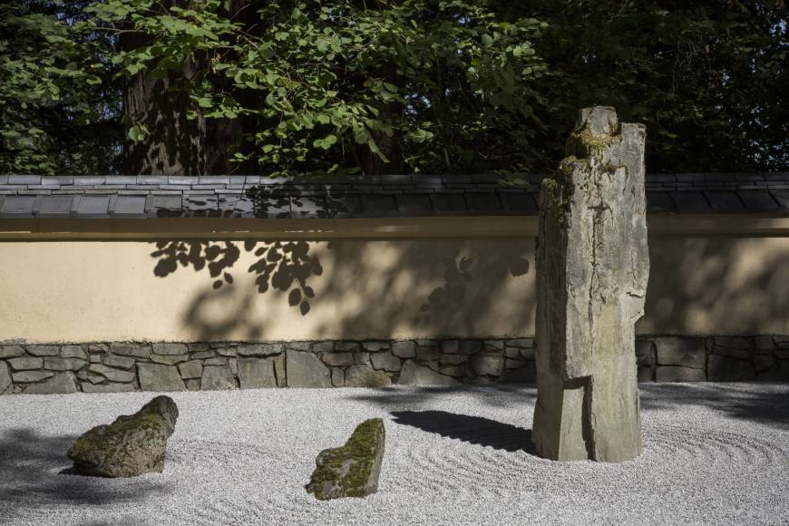 A sand and stone garden at the Portland Japanese Garden in Oregon.