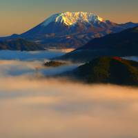 Mount Daisen, the Chugoku region’s largest mountain, as seen from afar. Snow and spirituality in Tottori: Winter on a sacred peak