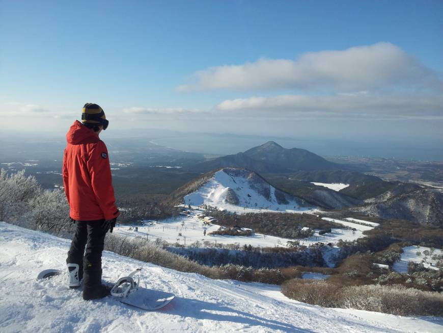 Views over the Sea of Japan from the ski slopes of Mount Daisen.