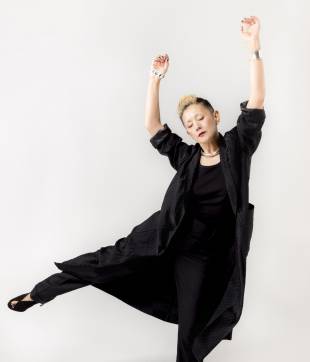 Lost in the moment: Mari Natsuki dances during a photo shoot in Tokyo in December.