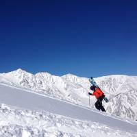 Hiking the backcountry of Happo-one, one of Hakuba’s largest ski resorts, Nagano Prefecture. Twenty years on from the Olympics, Nagano is still the home of Japan's winter sports