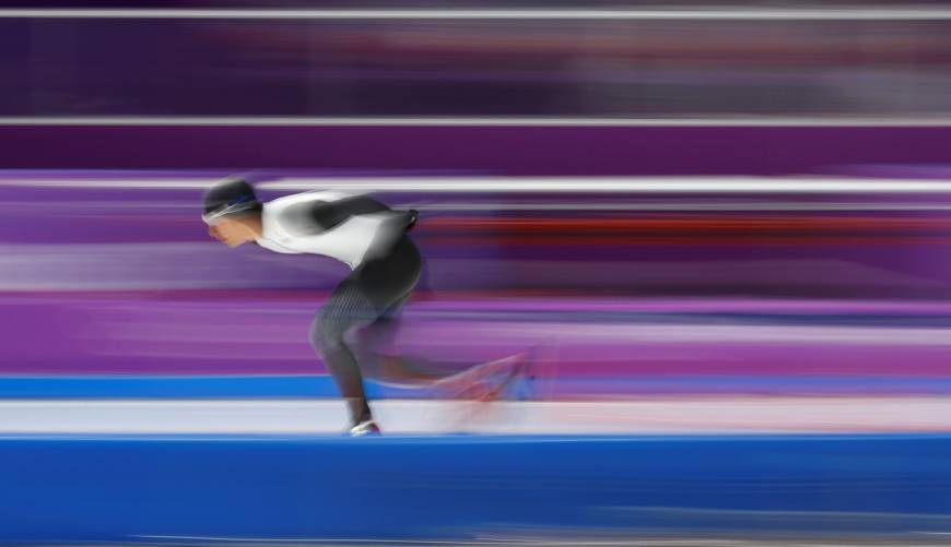 Ryosuke Tsuchiya of Japan competes Sunday in the 5,000-meter speedskating event at the Pyeongchang Games in South Korea.