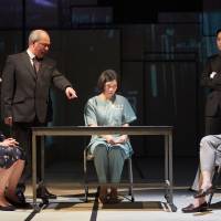 Bilateral issues: A scene from the British play “The Great Wave” shows North Korean agent Jung Sun (center) telling Hanako’s mother, Etsuko (left), and sister, Reiko (right), that their loved one has been abducted to North Korea. Abduction issue takes center stage in London in 'The Great Wave'