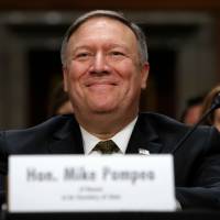 Mike Pompeo smiles after his introduction before the Senate Foreign Relations Committee during a confirmation for him to become the next secretary of state on Capitol Hill in Washington April 12. After Senate battle, hawkish Mike Pompeo sworn in as U.S. secretary of state, gets marching orders