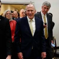 U.S. Director of National Intelligence Dan Coats departs after a classified briefing for the U.S. congressional leadership from FBI and intelligence officials on the FBI probe into Russia’s meddling in the 2016 election held in the U.S. Capitol building on Capitol Hill in Washington Thursday. U.S. intel officials brief lawmakers on Russia probe after Trump's unsubstantiated 'spy' claim