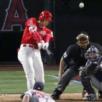 Shohei Ohtani blasts a solo homer against Minnesota in the seventh inning on Thursday night. Shohei Ohtani cracks homer, double as Angels outslug Twins