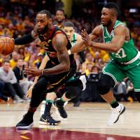 Cavaliers forward LeBron James drives past the Celtics’ Semi Ojeleye during the first half of Game 3 of the Eastern Conference finals on Sunday. Cavaliers rout Celtics to get back into series