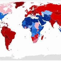 The prevalence of male circumcision prevalence by country, according to sources from Circumcision Reference and Commentary Service as of January 2015. Blue is higher and red is lower. Danes seek to limit male circumcision to adults