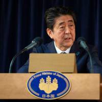 Prime Minister Shinzo Abe addresses a press conference at the conclusion of the G7 Summit in La Malbaie, Canada on Saturday. Abe repeats desire to hold summit with North Korea on abduction issue