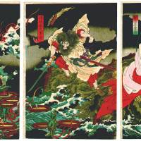 Susano’o, the Storm God, slays the dragon Yamata-no-Orochi (circa 1870) by Chikanobu Toyohara. Japan's gods: More benevolent than fearsome