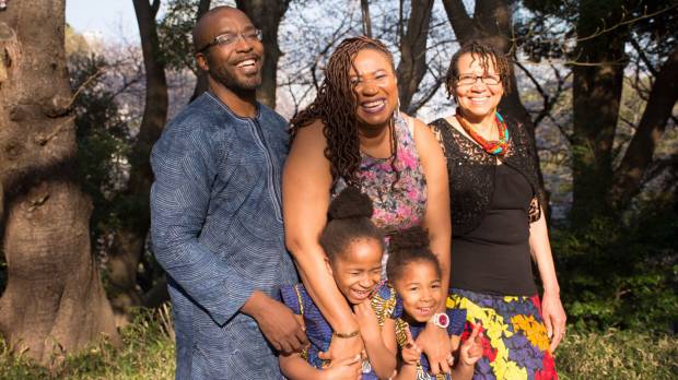 Turning Japanese: Henry Moreland Seals with his wife, Sasha, daughters and mother-in-law. Seals has given up his American citizenship so he can take a greater role in civic life in Japan Turning Japanese: Newly naturalized African ex-American has skin in the game