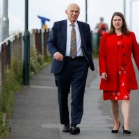 Jo Swinson, deputy leader of the Liberal Democrat Party, is seen arriving at the party’s annual conference with party leader Vince Cable in Bournemouth, U.K., on Sept. 19, 2017. U.K. politicians accuse government of breaching trust after minister reneges on maternity leave voting agreement