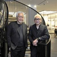 Kenya Hara (left), chief creative director of the Japan House projects with Masamichi Katayama of Wonderwall at Katayama’s central spiral staircase in Japan House London. From Tokyo to London: This is the house that Japan built