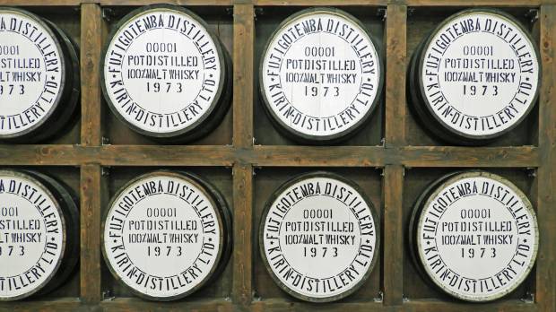 Well aged: Whisky casks dated to 1973, the year the Kirin Fuji Gotemba Distillery released its first batch of whisky. A tour of the Kirin Fuji Gotemba Distillery answers a whisky lover's curiosity