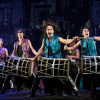 The perfect beat: Members of Drum Tao get fired up in a scene from the group’s latest production, “Jiku Ryokoki” (“Travel Book of Space-Time”). Drum Tao aims for blockbuster grandeur in its latest production