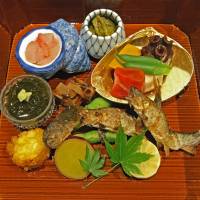 The main event: Ayu (sweetfish) formed the centerpiece of the hassun course, which sets the meal’s seasonal theme. Karatsu