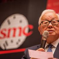 Morris Chang, chairman and founder of Taiwan Semiconductor Manufacturing Co., speaks at the company’s shareholders’ meeting in Hsinchu, Taiwan, in 2015. IPhone chipmaker TSMC races to recover from computer virus, warning of shipment delays