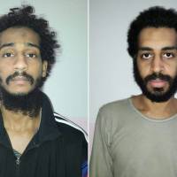 This combination of pictures created in February from two handout images provided by the Syrian Democratic Forces (SDF) shows captured British Islamic State (IS) group fighters El Shafee el-Sheikh (left) and Alexanda Kotey, posing for mugshots in an undisclosed location. The administration of U.S. President Donald Trump is considering sending some captured Islamic State fighters, including the two “Beatles,” British citizens who took part in beheadings, to the military-run prison in Guantanamo, Cuba, NBC reported on Friday. U.S. could send Islamic State 'Beatles' and others to Guantanamo: report